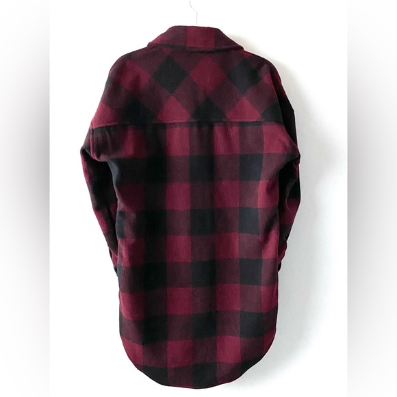 🛑SOLD🛑RD Style Dark Red + Black Buffalo Plaid Coat Shacket - Picture 2 of 4